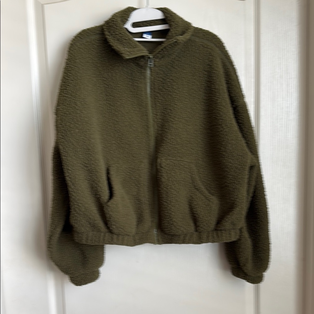 Cozy Olive Green Fleece Jacket
